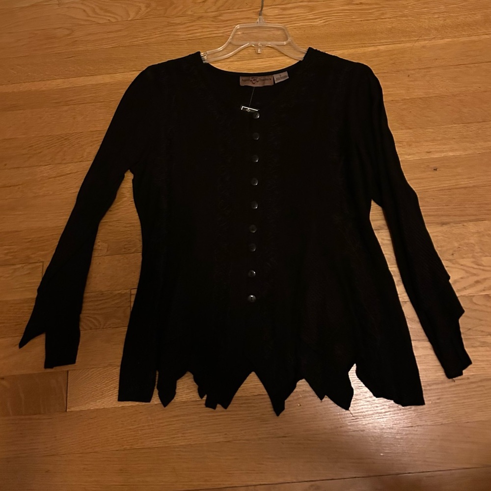 Agan Traders 100% Rayon Black Button-Front Women's Long Sleeve Top made in India
